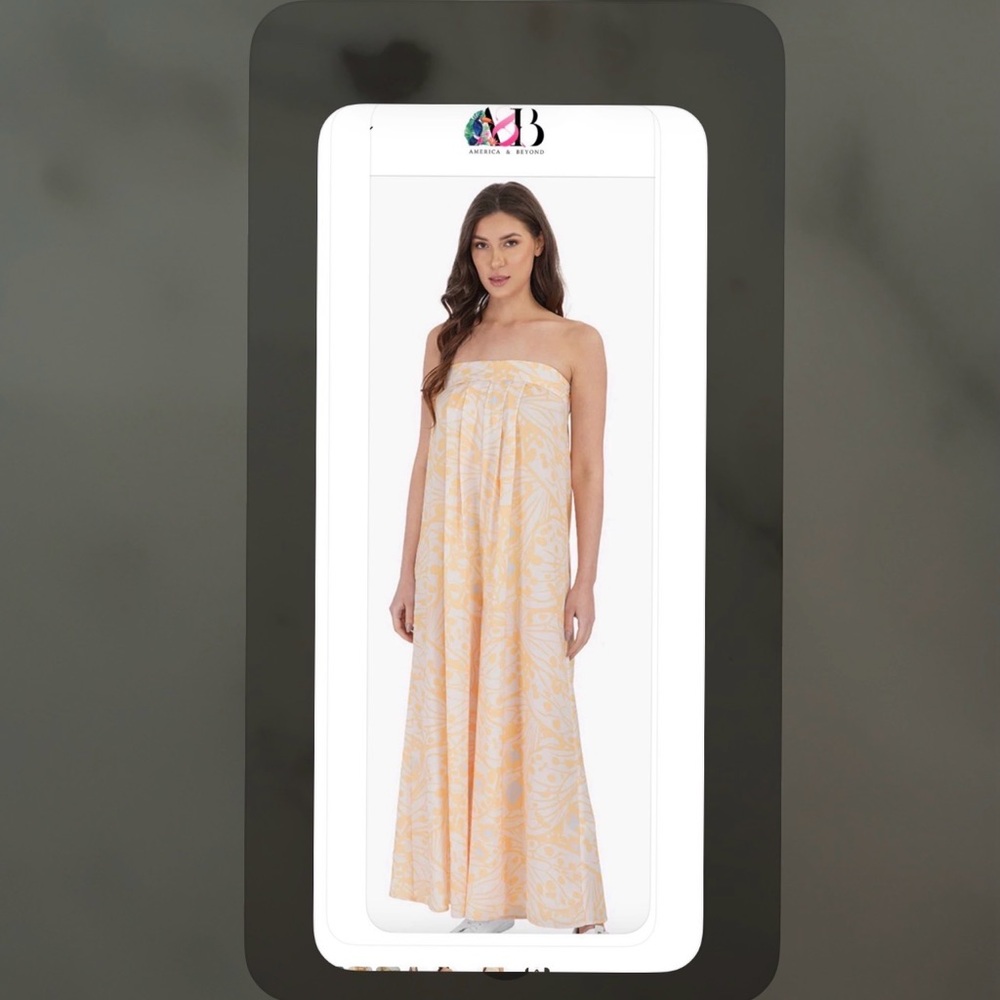 Strapless America Beyond Yellow White Blue Floral Maxi Jumper
